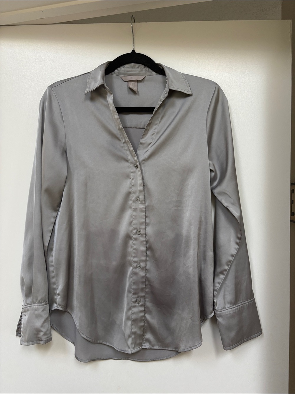 H&M Grey Satin Blouse